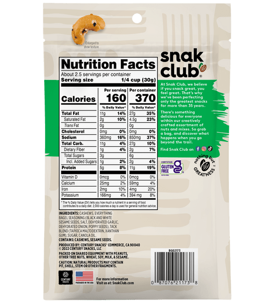 Snak Club® 2.5 oz. Everything Bagel Cashews
