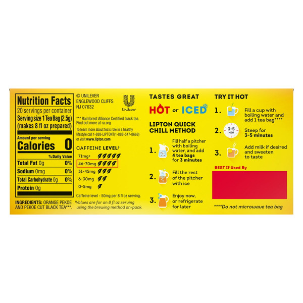 Lipton 1.6 oz. Black Tea (20 Tea Bags)