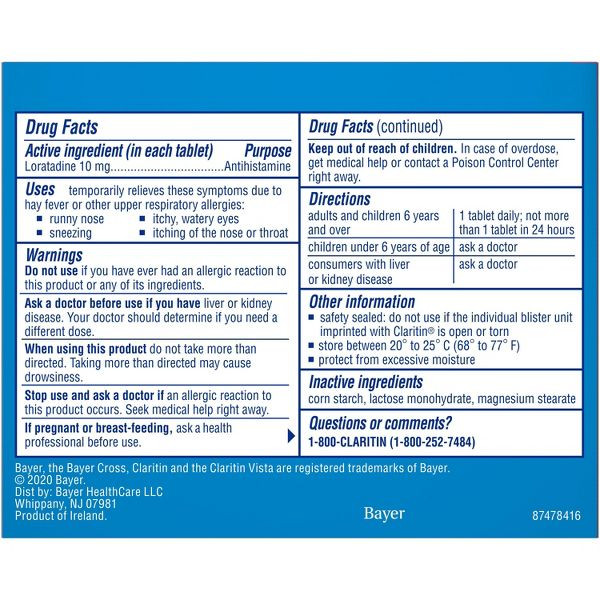 Claritin® Allergy Relief 24 Hour Non-Drowsy Loratadine Tablets (5 Count)