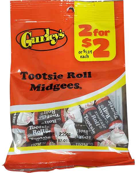 Gurley's 1.75 oz. Tootsie Rolls Midgees