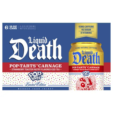 Liquid Death 12 fl oz. Pop-Tarts Carnage Iced Tea (6 Pack)