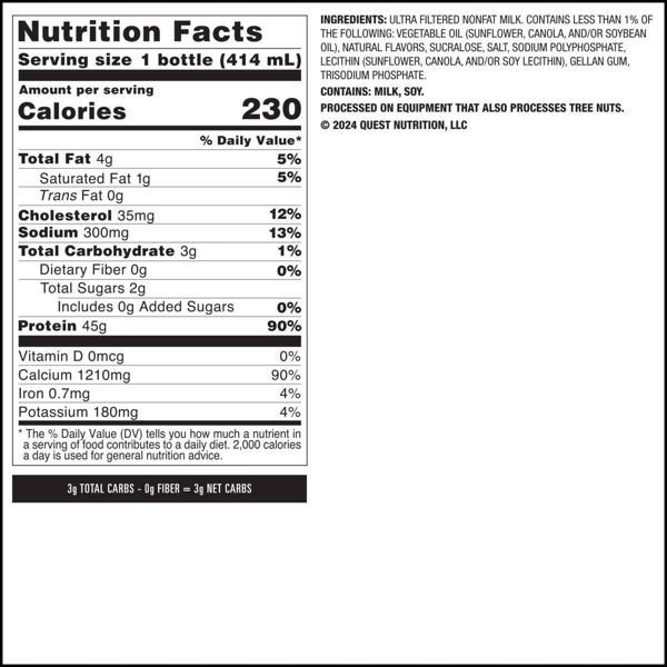 Quest 14 fl. oz. Vanilla Flavored Low Sugar Protein Milkshake
