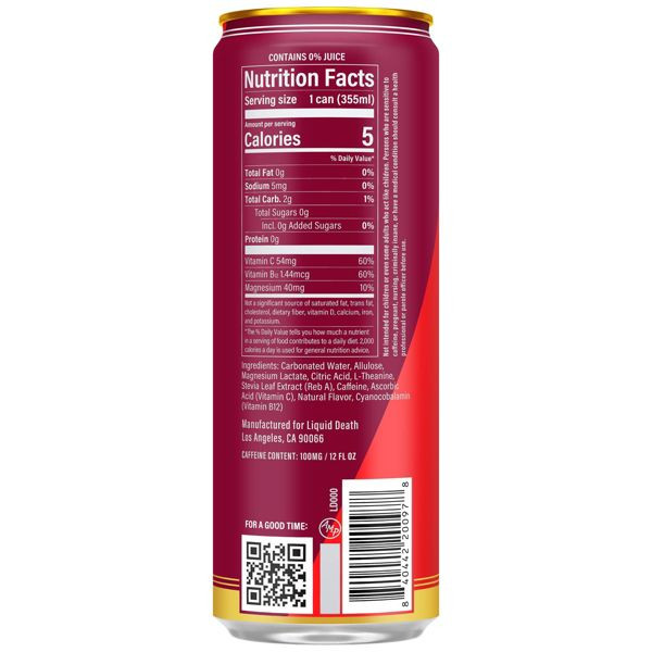 Liquid Death 12 fl oz. Murder Mystery Sparkling Energy Drink