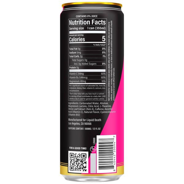 Liquid Death 12 fl oz. Scary Strawberry Sparkling Energy Drink