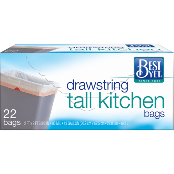 Best Yet® 13 Gal Drawstring Tall Kitchen Bags (15 Bags)