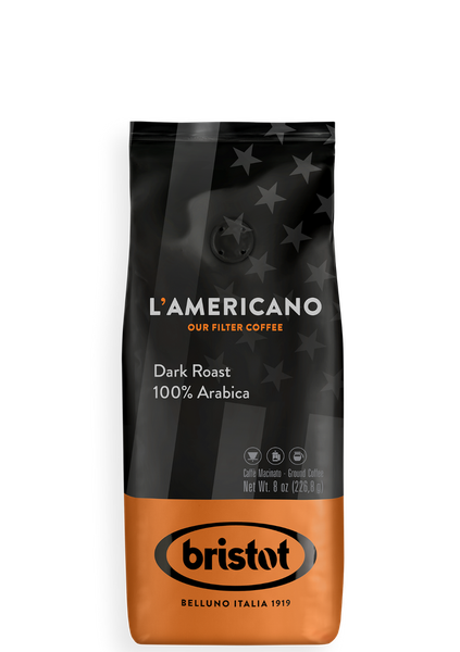 bistot 8 oz. L‘AMERICANO Dark Roast Ground Coffee