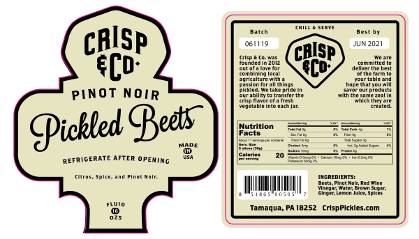Crisp & Co. 16 oz. Pinot Noir Pickled Beets
