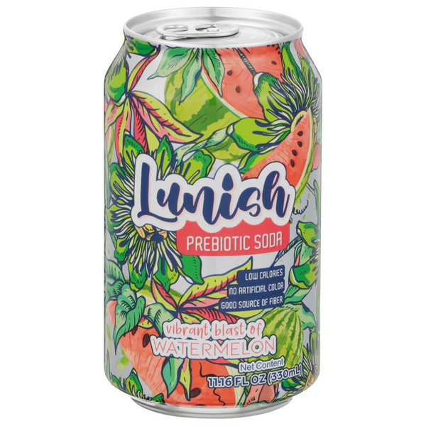 Lunish 11.16 fl. oz. Watermelon Low Sugar Prebiotic Sparkling Soda