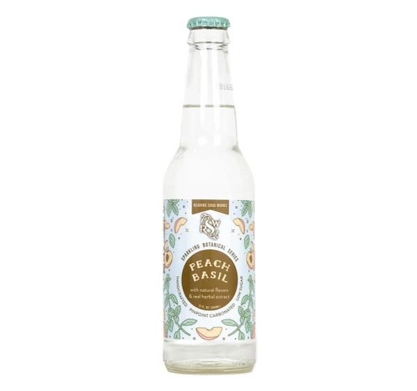 Reading Soda Works 12 fl. oz. Peach Basil Sparkling Botanical