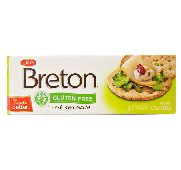 Brenton's 4.75 oz. Gluten Free Garlic & Herb Crackers