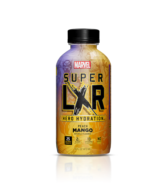 AriZona Marvel 16 fl. oz. Super LXR Peach Mango Hero Hydration Energy Drink