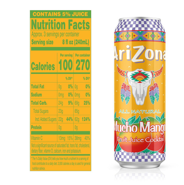 AriZona 22 fl. oz. Mucho Mango Fruit Juice Cocktail