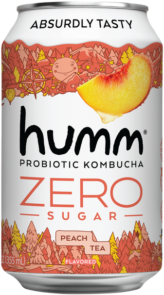 humm Zero 12 fl. oz. Zero Sugar Peach Tea Probiotics Kombucha