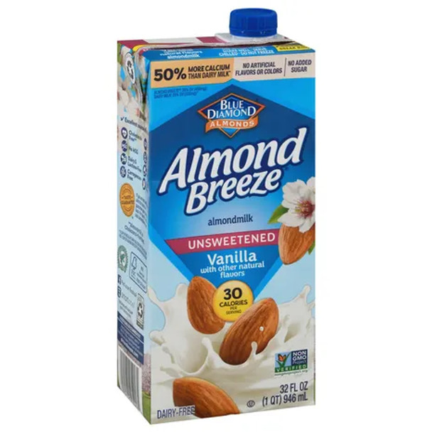 Blue Diamond Almonds 32 fl. oz. Almond Breeze Unsweetened Vanilla Almond Milk