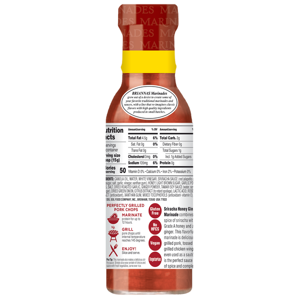 Briannas® 12 fl. oz. Sriracha Honey Ginger Marinade