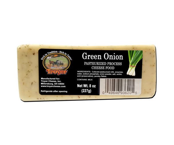 Troyer 8 oz. Green Onion Cheese (Shelf Stable)