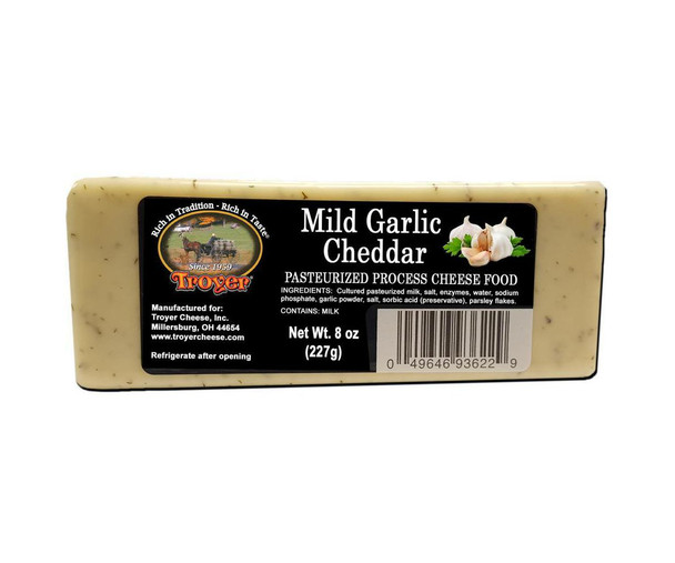 Troyer 8 oz. Mild Garlic Cheddar Cheese (Shelf Stable)