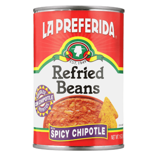 La Preferida® 16 oz. Refried Black Beans with Spicy Chipotle