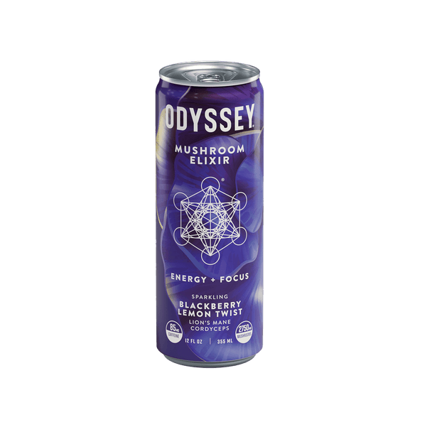 Odyssey Elixir 12 fl. oz. Blackberry Lemon Twist Sparkling Mushroom Energy Drink