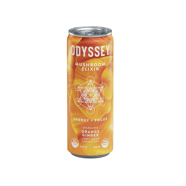 Odyssey Elixir 12 fl. oz. Orange Ginger Sparkling Mushroom Energy Drink