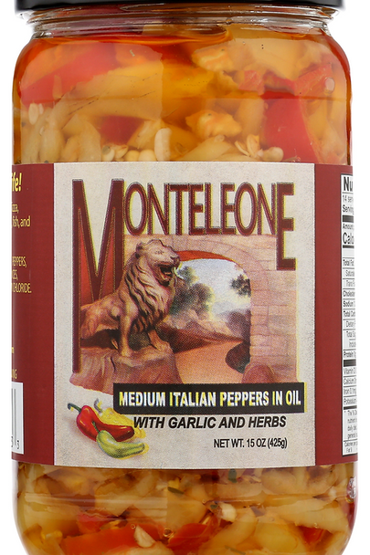 Monteleone 15 oz. Medium Italian Peppers in Oil
