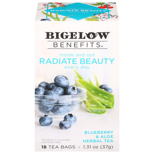 Bigelow Radiate Beauty Blueberry and Aloe Herbal Tea (18 Tea Bags)