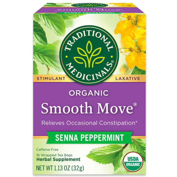 Traditional Medicinals Organic Smooth Move® Peppermint Herbal Supplement Tea (16 Tea Bags)