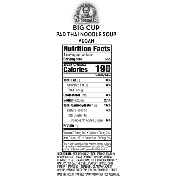 Dr. McDougall's 2 oz. Vegan Pad Thai Noodle Soup