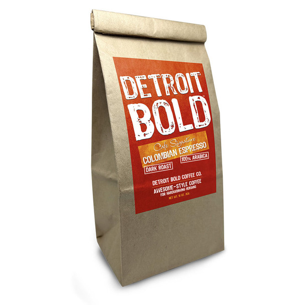 Detroit Bold 8 oz. Cafe Signature Dark Roast Colombian Espresso Ground Coffee