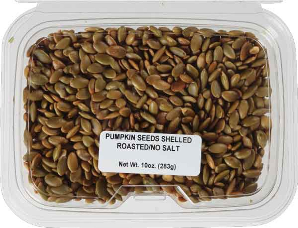 Kitch'n Snacks 10 oz. Shelled Roasted No Salt Pumkin Seeds Tubs