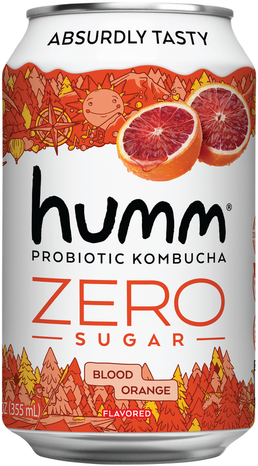 humm 12 fl. oz. Zero Sugar Blood Orange Probiotics Kombucha (6 Pack)