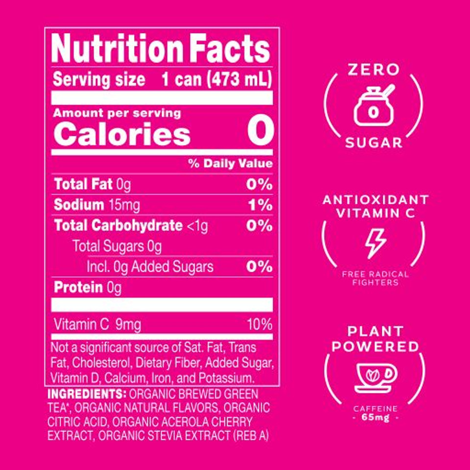 Steaz 16 fl. oz. Zero Calorie Raspberry Green Tea