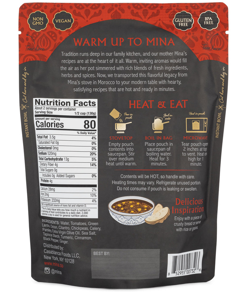 Mina® 10 oz. Harira Moroccan Chickpea & Lentil Soup