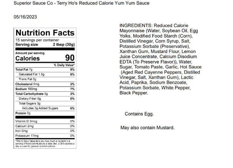 Terry Hos 16 fl. oz. Gluten Free Yum Yum Sauce