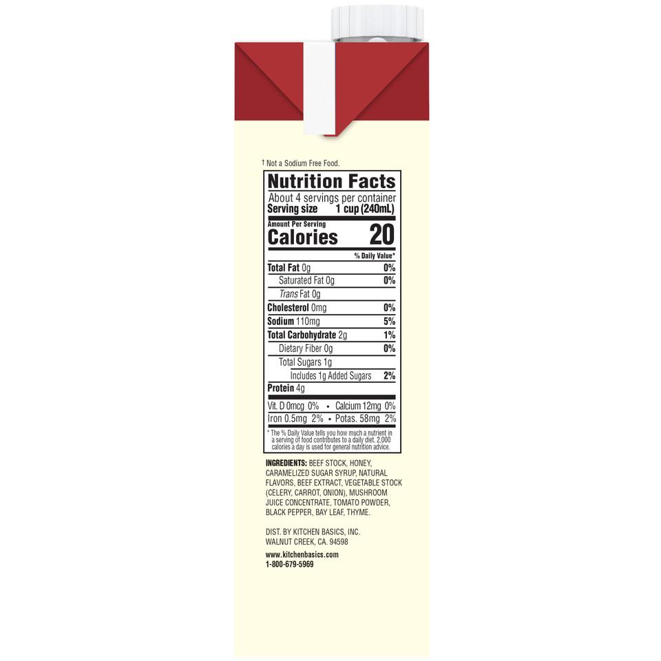 Kitchen Basics® 32 oz. Unsalted Beef Stock