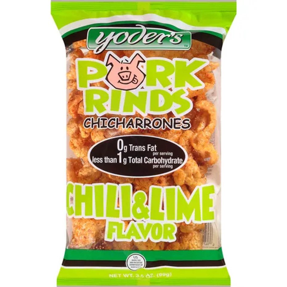 Yoder's 3.5 oz. Chili & Lime Flavor Pork Rinds (12 Pack)
