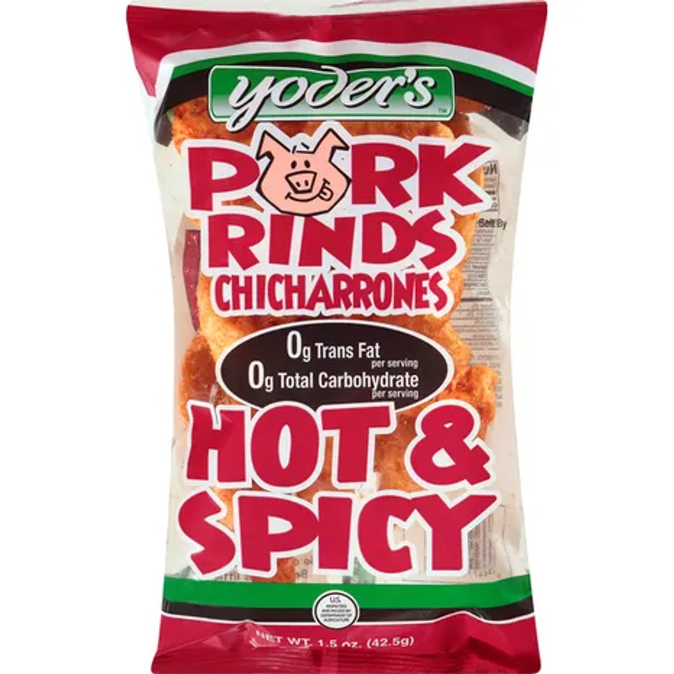 Yoder's 1.5 oz. Hot and Spicy Pork Rinds (12 Pack)