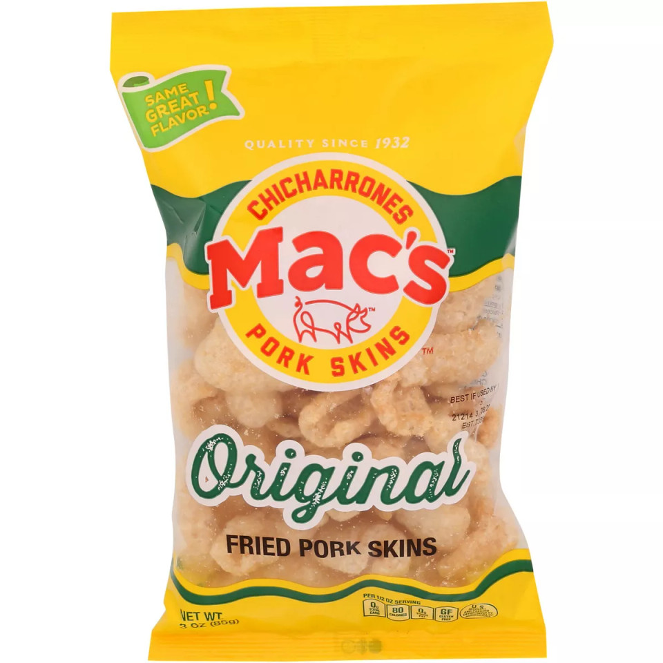 Mac's 3 oz Chicharrones Original Fried Pork Skins (12 Pack)