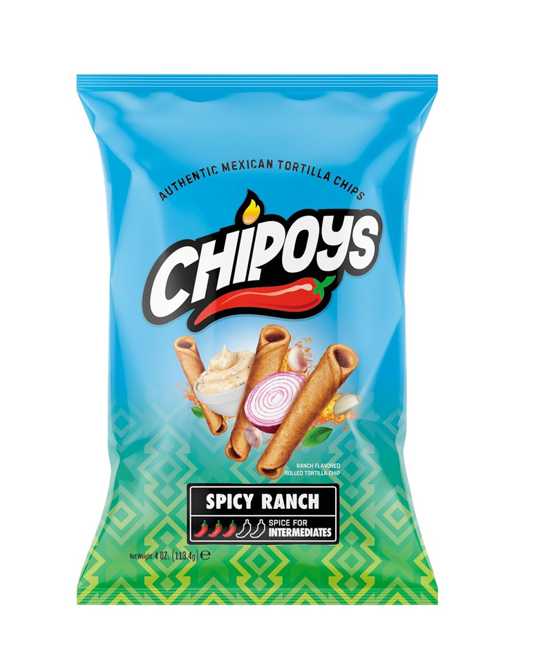 Chipoys 4 oz. Spicy Classic Ranch Rolled Corn Tortilla Chips (8 Pack)