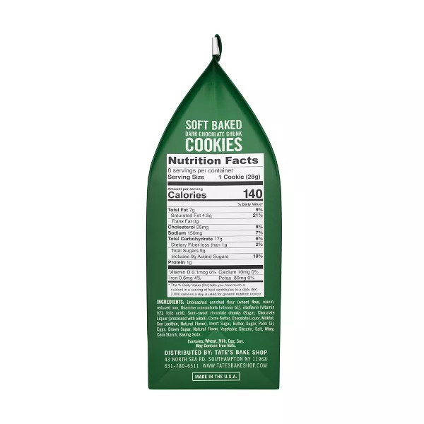 Tate's Bake Shop 8 oz. Soft Baked Dark Chocolate Chunk Cookies
