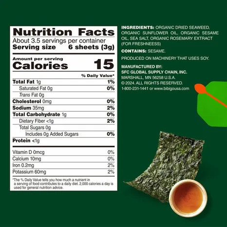 Bibigo 0.35 oz. Sesame Flavor Seaweed Snacks