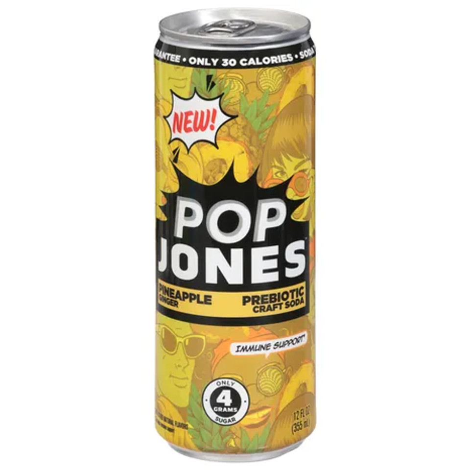 Pop Jones 12 fl. oz. Prebiotic Pineapple Ginger Craft Soda