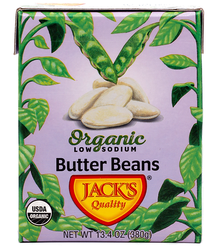 Jack's Quality 13.4 oz. Organic Low Sodium Butter Beans