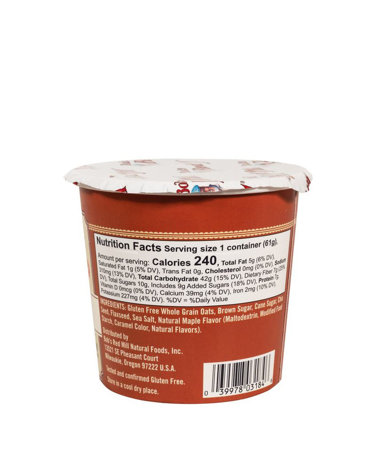 Bob's Red Mill 2.36 oz. Maple Brown Sugar Oatmeal Cup (6 Pack)