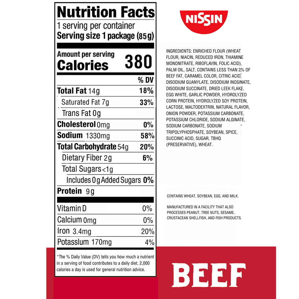 Nissin Foods® 3 oz. Top Ramen® Beef Flavor Ramen Noodle Soup