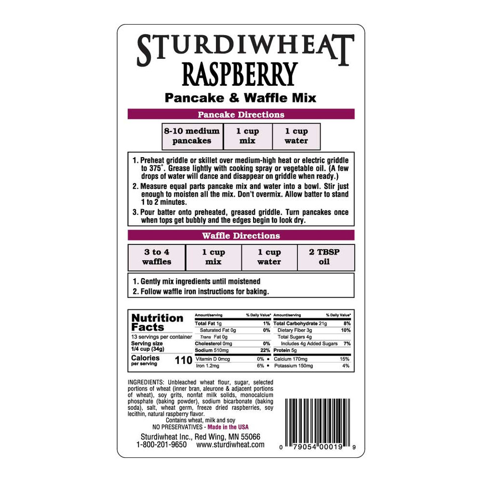 Sturdiwheat 16 oz. Raspberry Pancake Mix