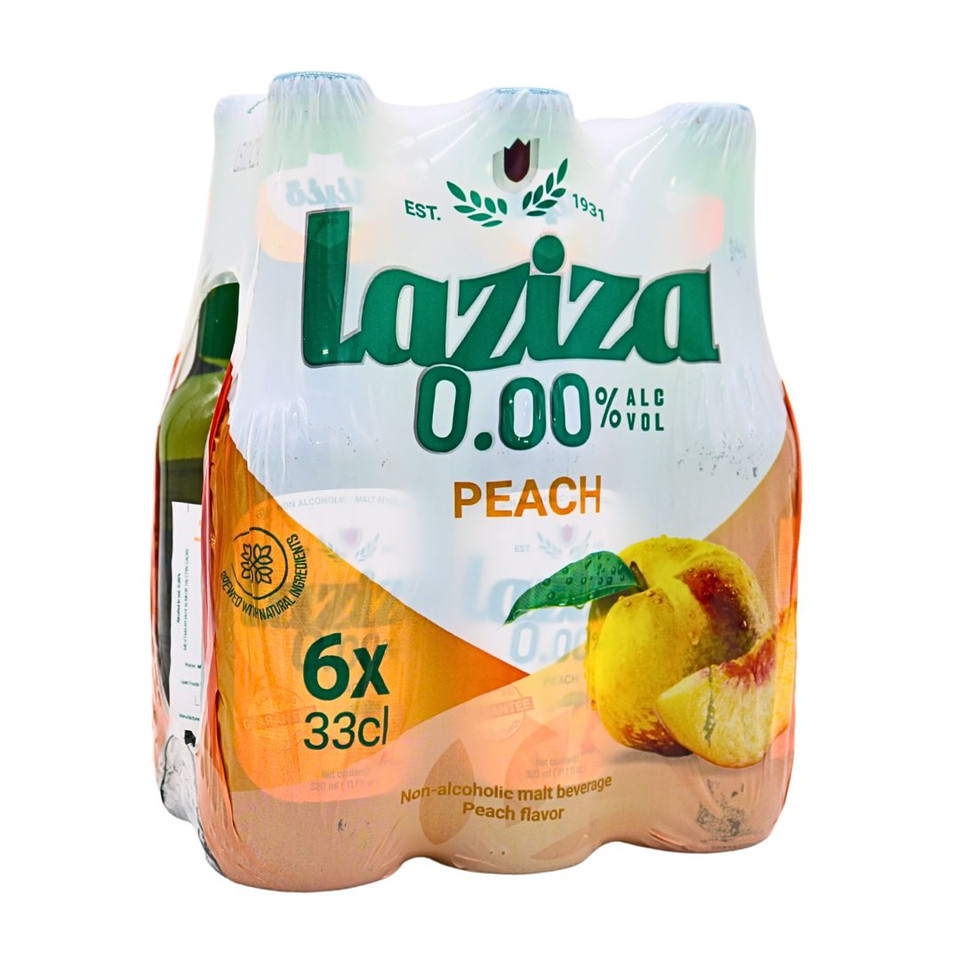Laziza 8.4 fl. oz. Peach Non-Alcoholic Beer (6 Pack)