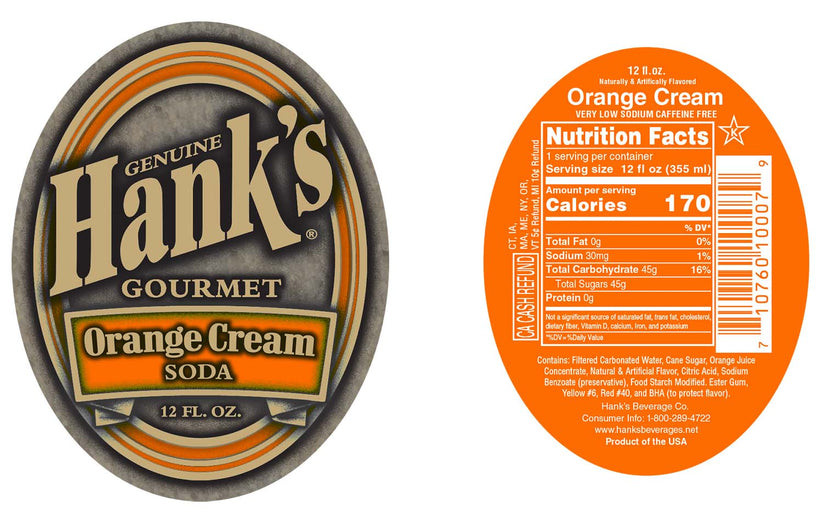 Genuine Hank's Gourmet 12 fl. oz. Orange Cream Soda
