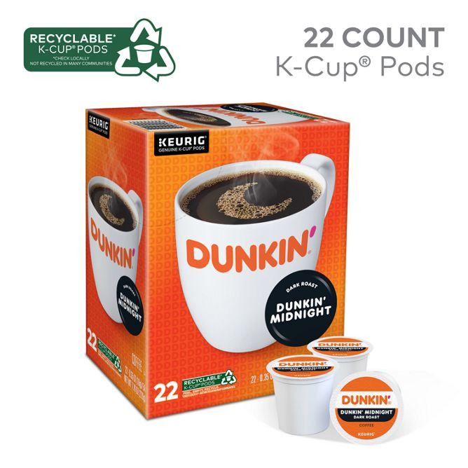 Dunkin® Midnight Dark Roast Coffee K-Cups (22 Pack)