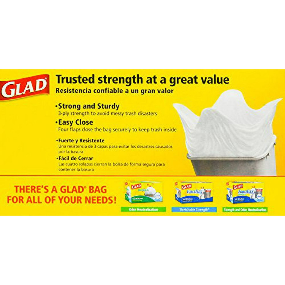 Glad® 13 Gal Large Quick-Tie® Tall Kitchen Trash Bags (15 Bags)